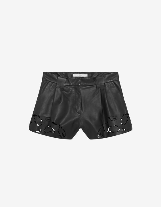 SHORT OPENWORK LEATHER SHORTS