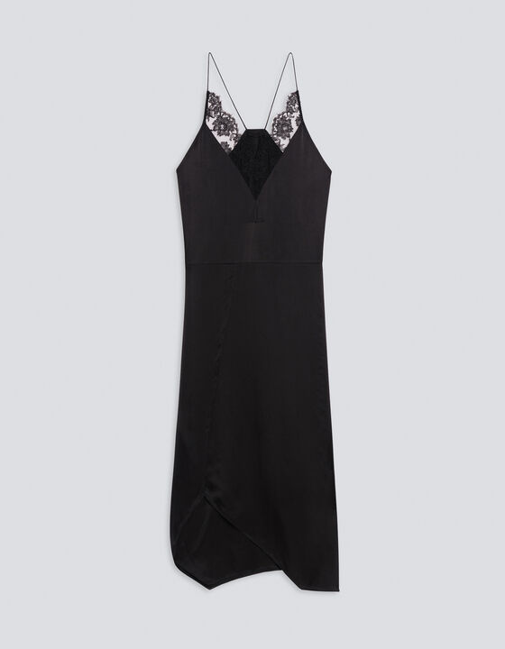 BEDIRA LONG LOW-CUT SILK DRESS
