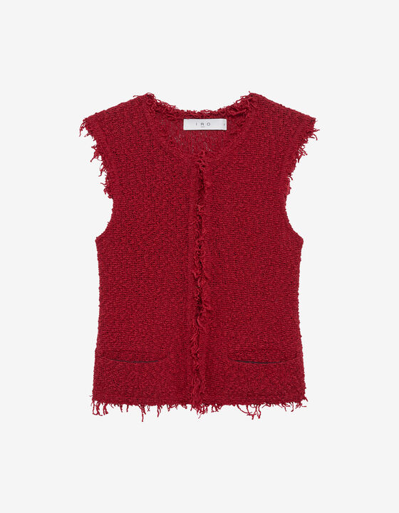 TEXTURED TWEED SLEEVELESS JACKET