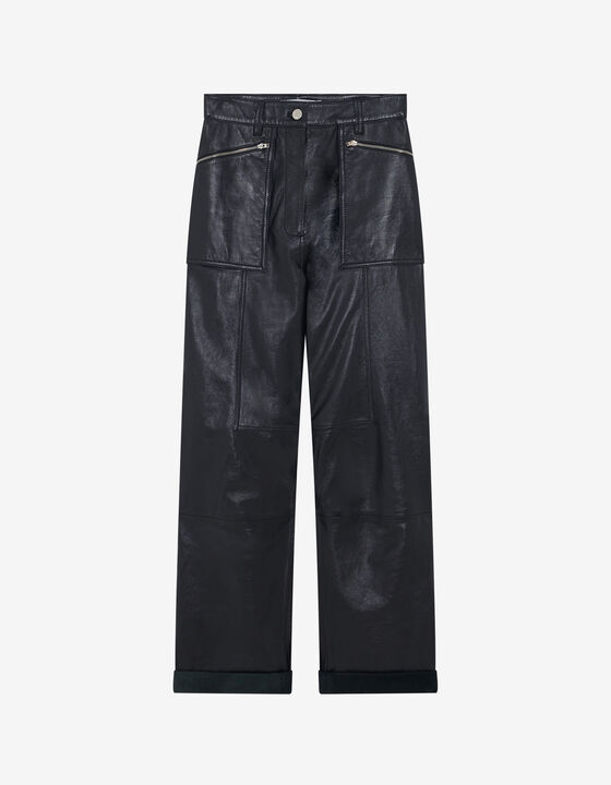 STRAIGHT-CUT PATENT LEATHER PANTS