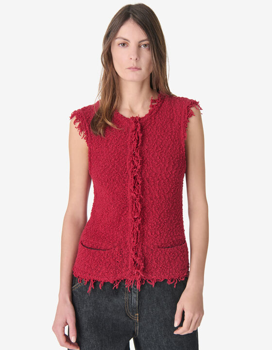 VESTE SANS MANCHES EN TWEED TEXTUR&Eacute;