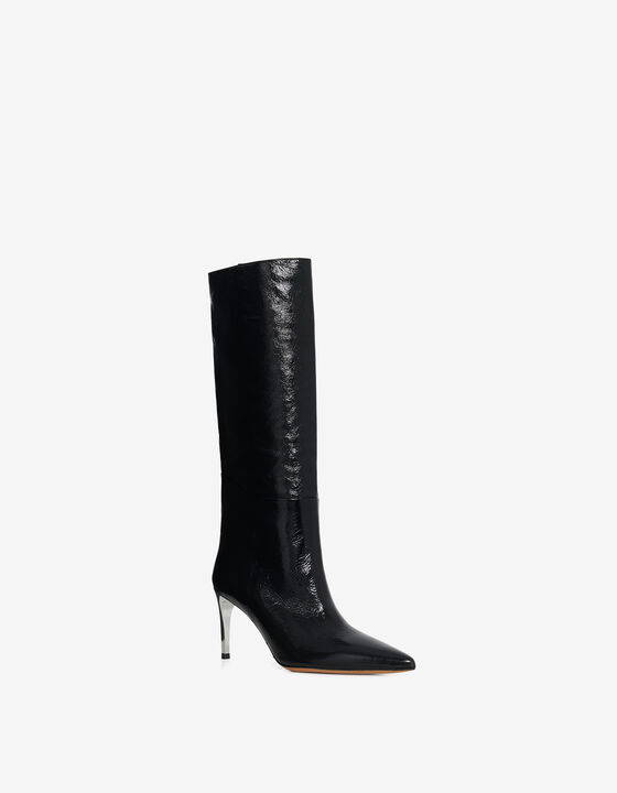 METAL HIGH-HEEL LEATHER BOOTS