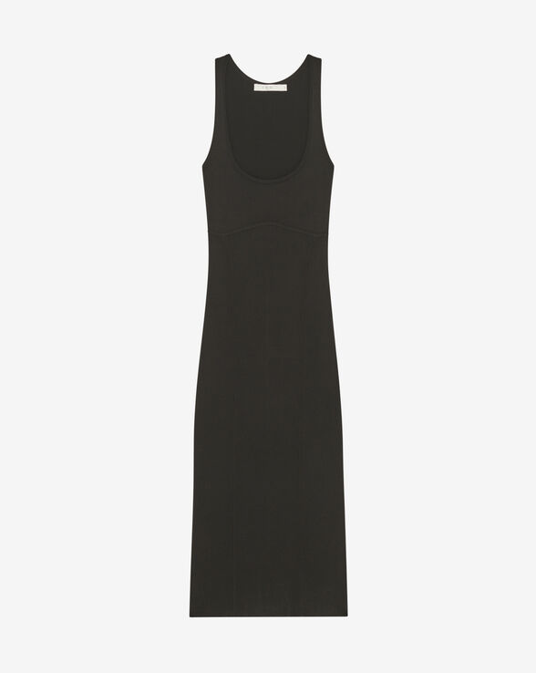 SAHKYO RIBBED SQUARE NECK MIDI DRESS