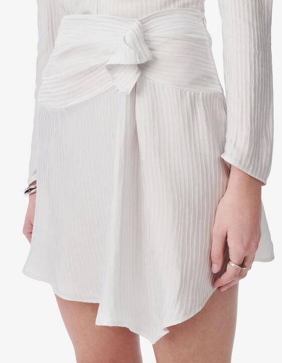 JUPE COURTE RAY&Eacute;E &Agrave; VOLANTS