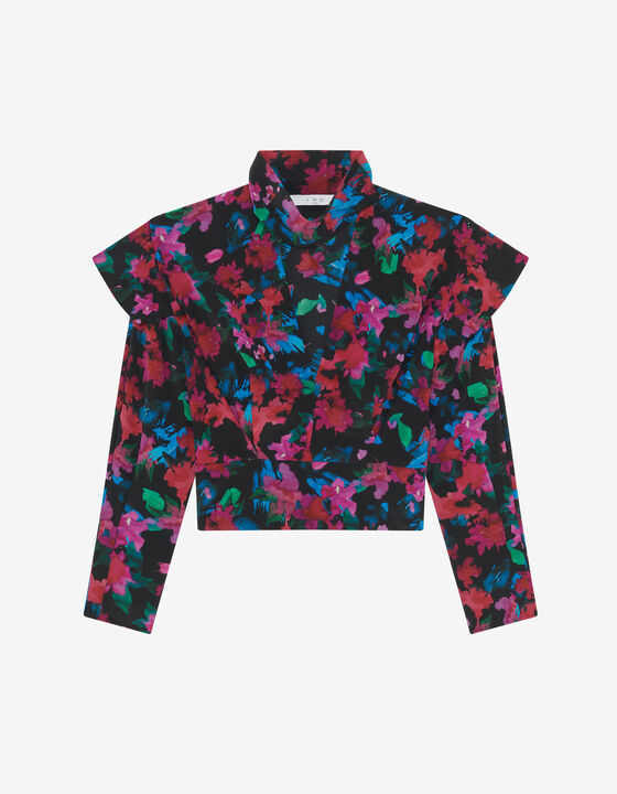 PRINTED V-NECK SILK TOP