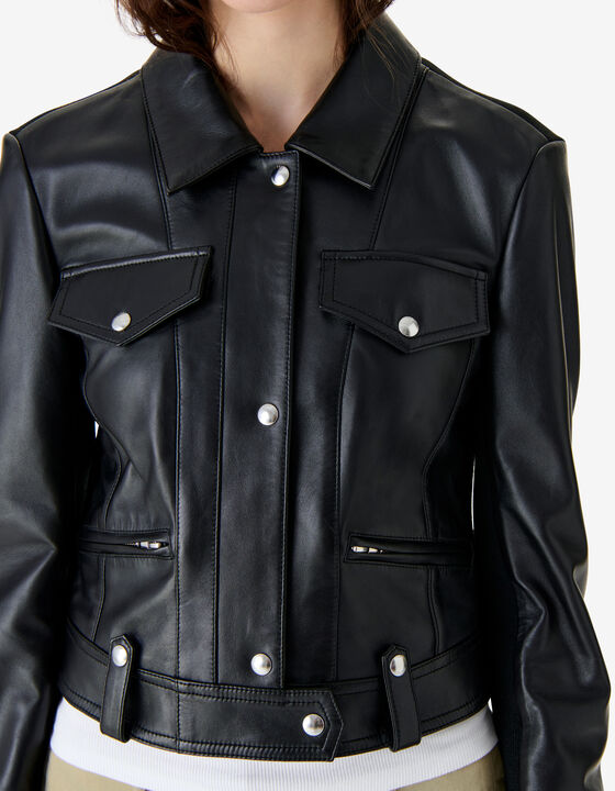 SHORT DUAL-MATERIAL LEATHER JACKET