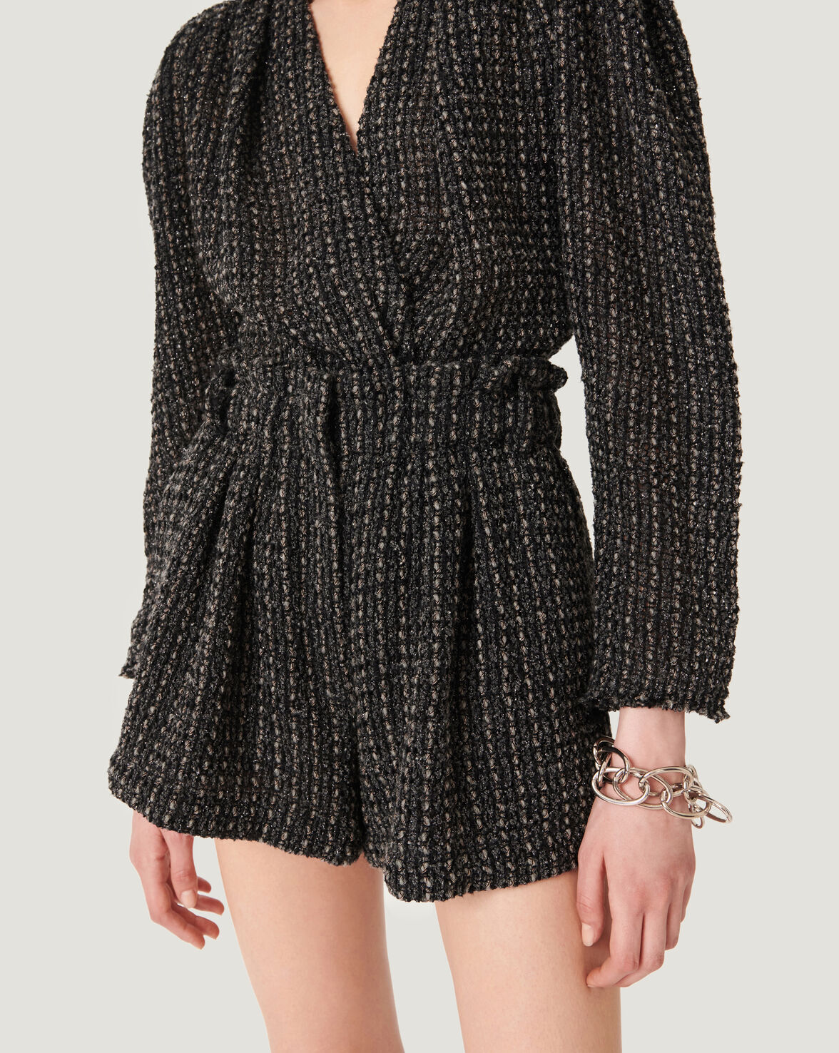 KALE PAPERBAG KNIT TWEED SHORTS image number null