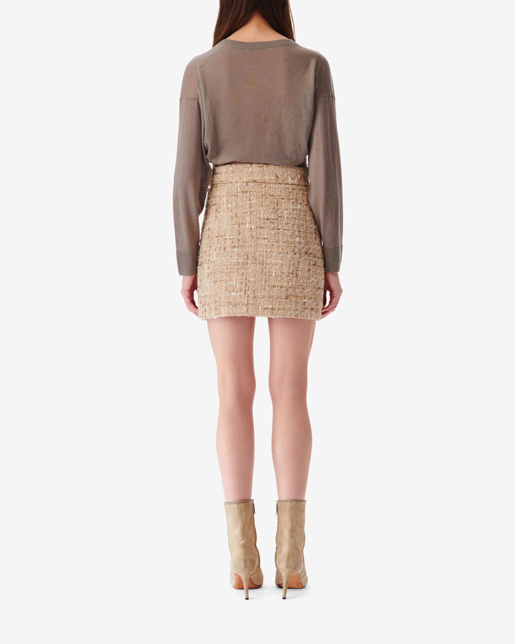 TOMIA SHORT BELTED TWEED SKIRT
