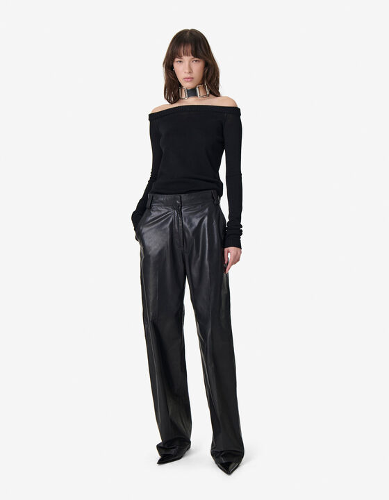 WIDE-LEG LEATHER PANTS