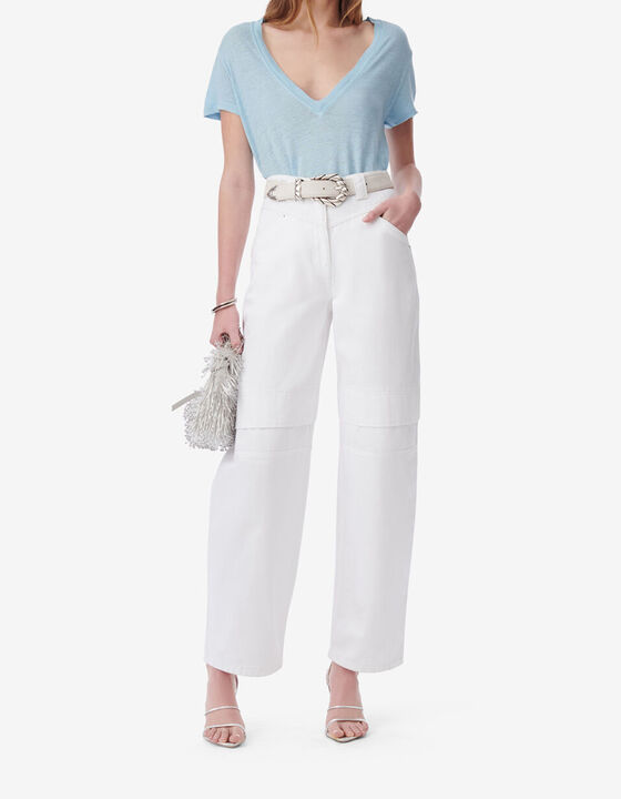 T-SHIRT EN LIN COL V