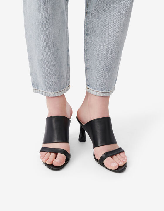 MULES À TALONS EN CUIR