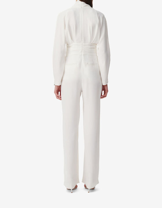 BELTED V-NECK JUMPSUIT