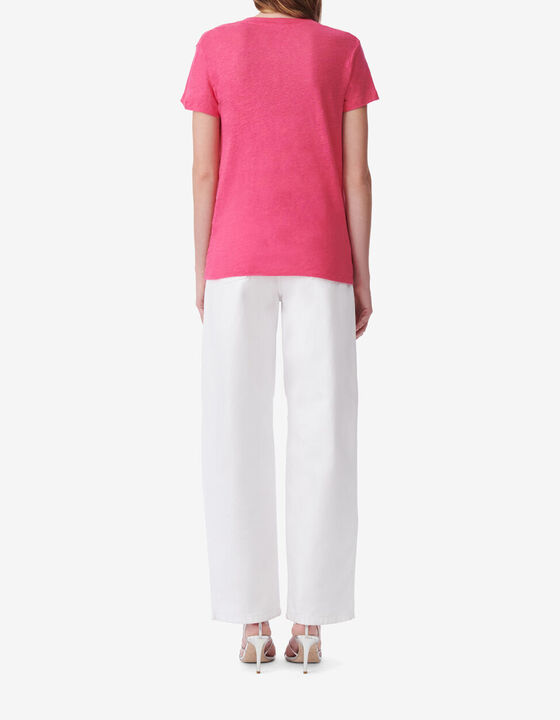 T-SHIRT EN LIN COL V