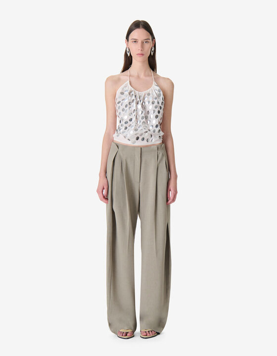 WIDE-LEG PLEATED PANTS