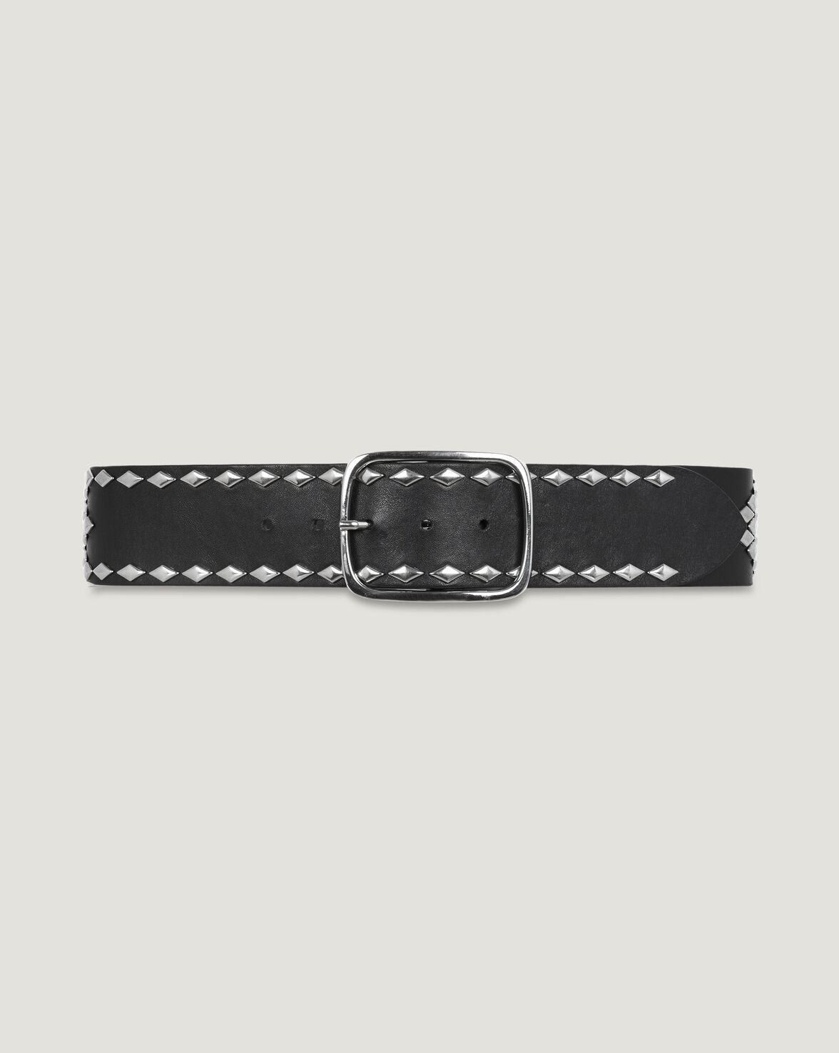 RHEA SILVER STUDDED LEATHER BELT image number null