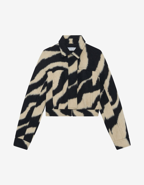 ZEBRA PATTERNED CROPPED JACKET