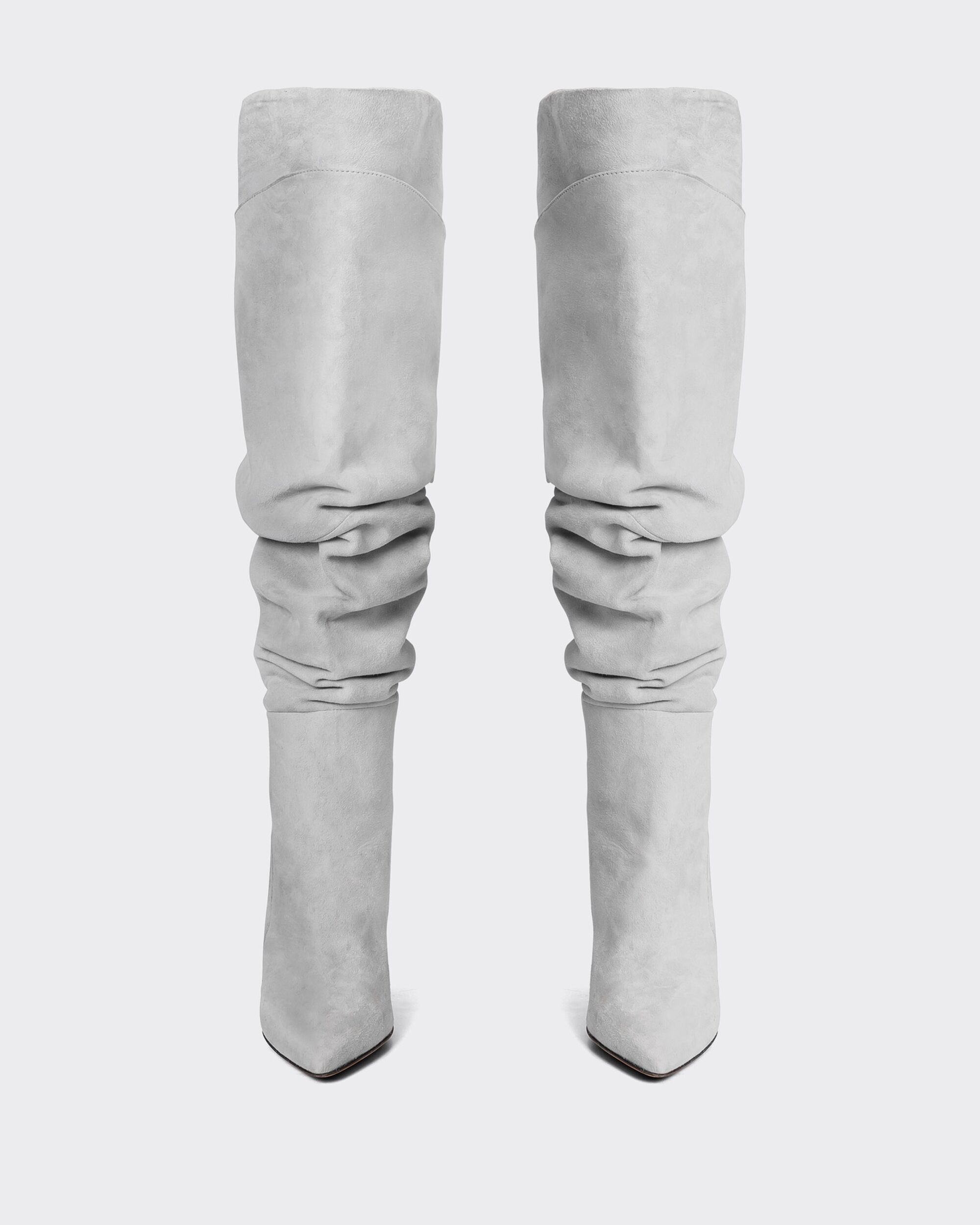light grey knee high boots