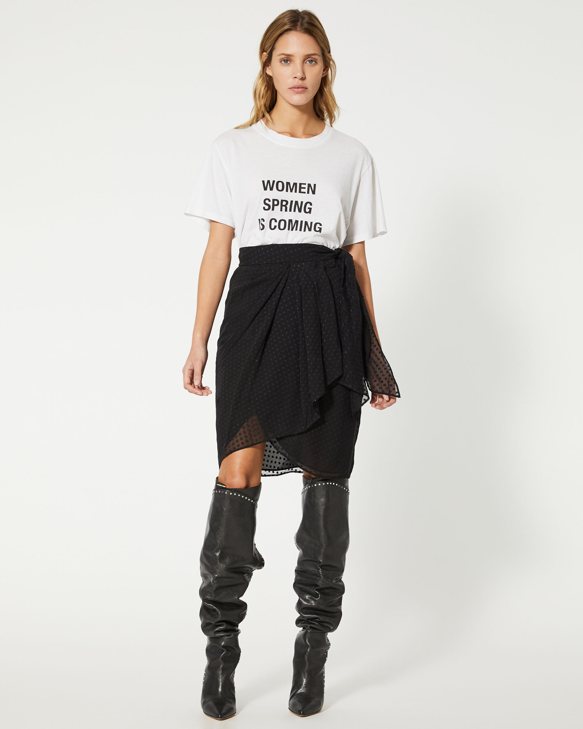 black t shirt with skirt