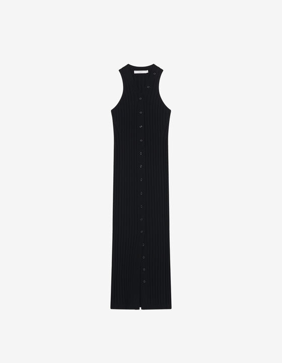 WOOL RIBBED MIDI DRESS