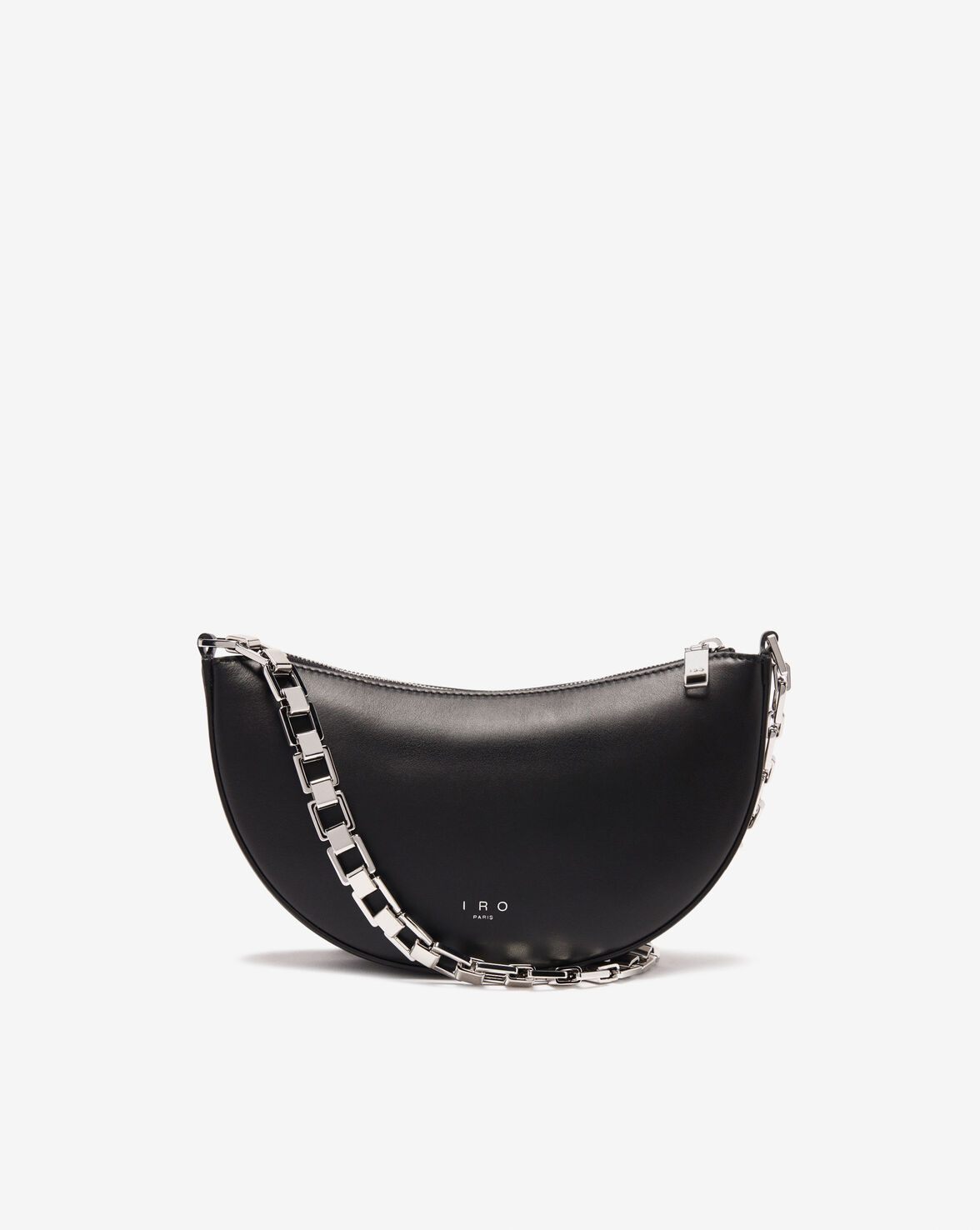 Iro | Arc Clutch Leather Bag with Chain | Black