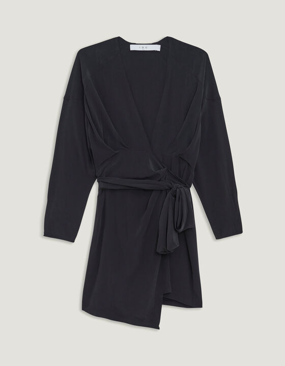 INIMA DRAPED SILK WRAP DRESS