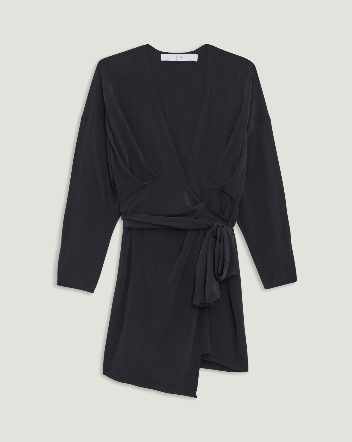 INIMA DRAPED SILK WRAP DRESS image number null
