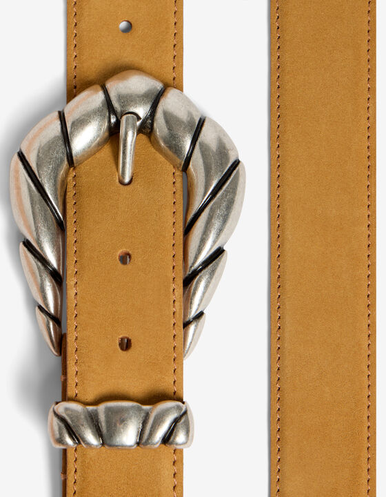 SUEDE BELT WITH SCULPTED BUCKLE