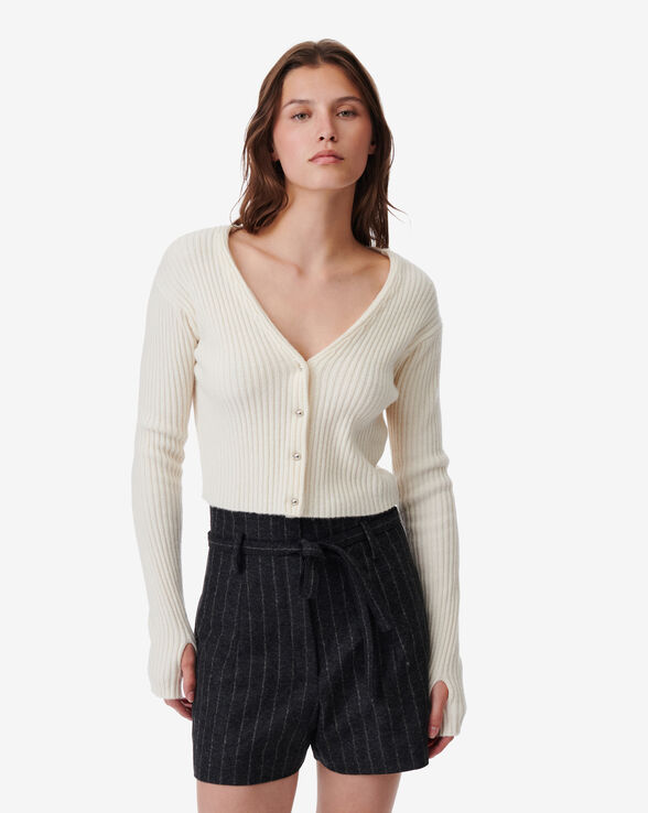 KEYRA CROPPED RIBBED CARDIGAN