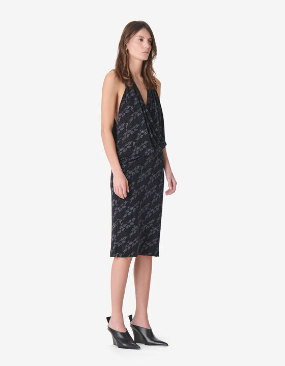 LONG DRAPED LUREX DRESS