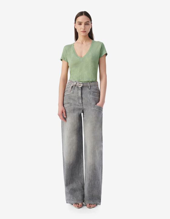 V-NECK LINEN T-SHIRT