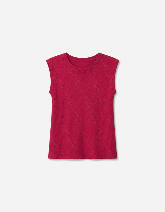 TEXTURED SLEEVELESS T-SHIRT