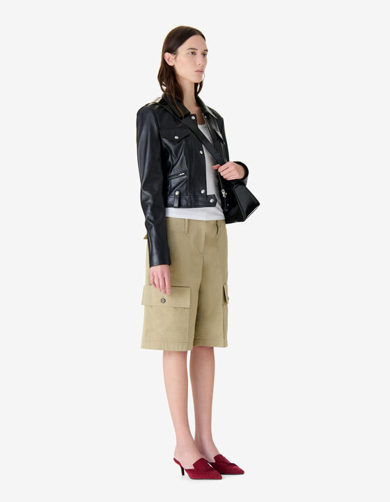 SHORT DUAL-MATERIAL LEATHER JACKET