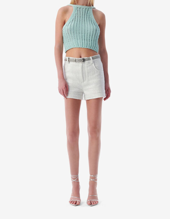 SHORT EN TWEED LUREX À FRANGES
