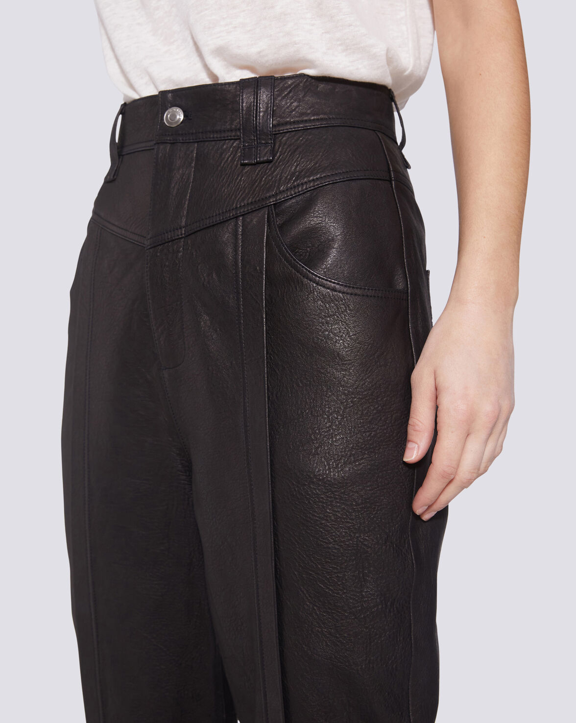 POWEL STRAIGHT LEG LEATHER TROUSERS image number null