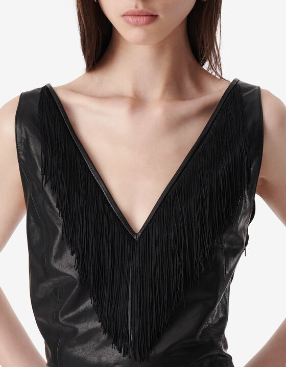 FRINGED LEATHER TOP