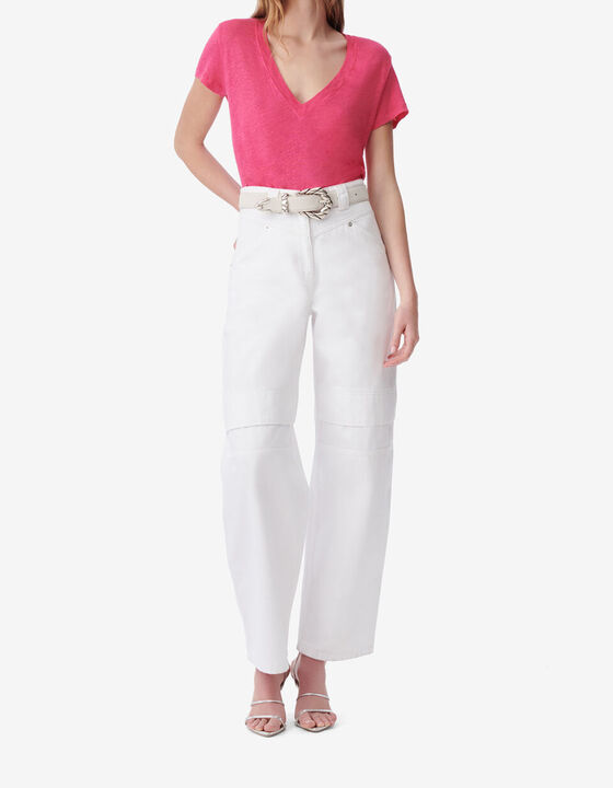 T-SHIRT EN LIN COL V