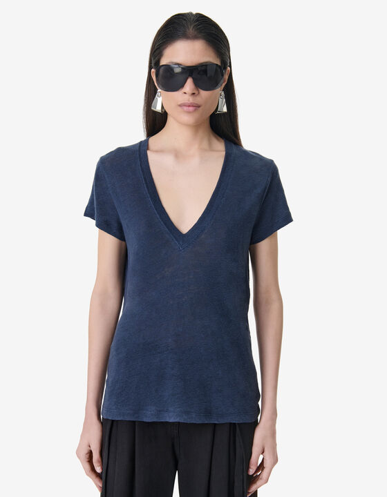V-NECK LINEN T-SHIRT