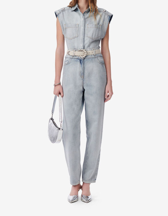 STUDDED DENIM JUMPSUIT
