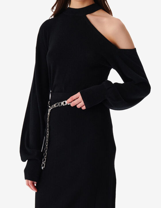 ASYMMETRICAL CUT-OUT SWEATER