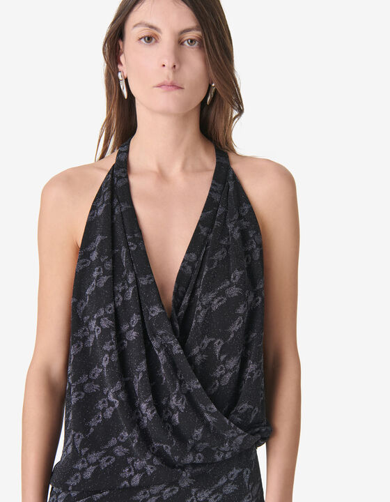 LONG DRAPED LUREX DRESS