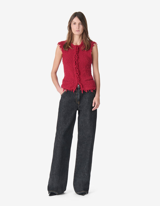 TEXTURED TWEED SLEEVELESS JACKET