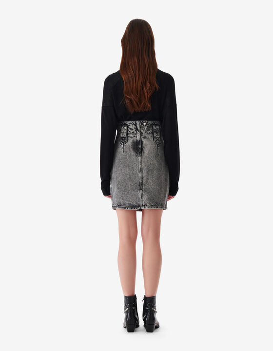 JUPE COURTE EN JEAN D&Eacute;LAV&Eacute;