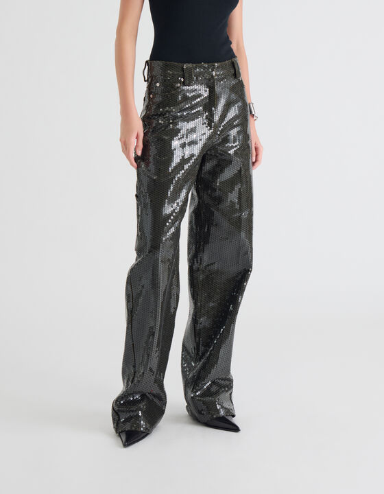 PANTALON LARGE &Agrave; SEQUINS