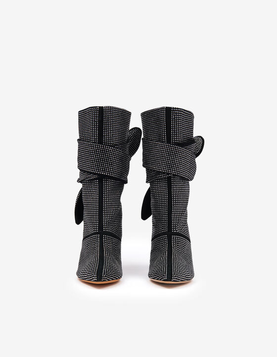 NORI LEATHER AND RHINESTONE ANKLE BOOTS