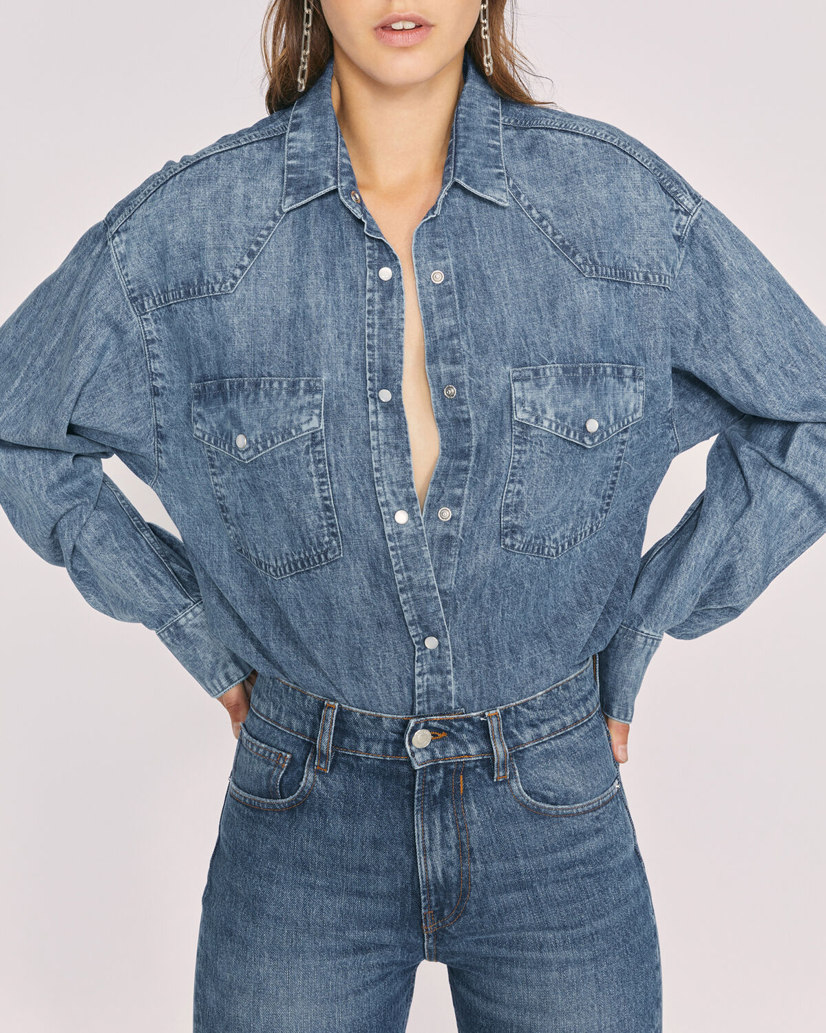 IRO - INOL OVERSIZED DENIM WESTERN SHIRT STRONG BLUE