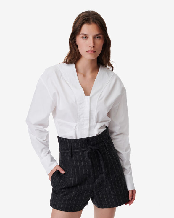 CHEMISE À FRONCES COL V LEANEL