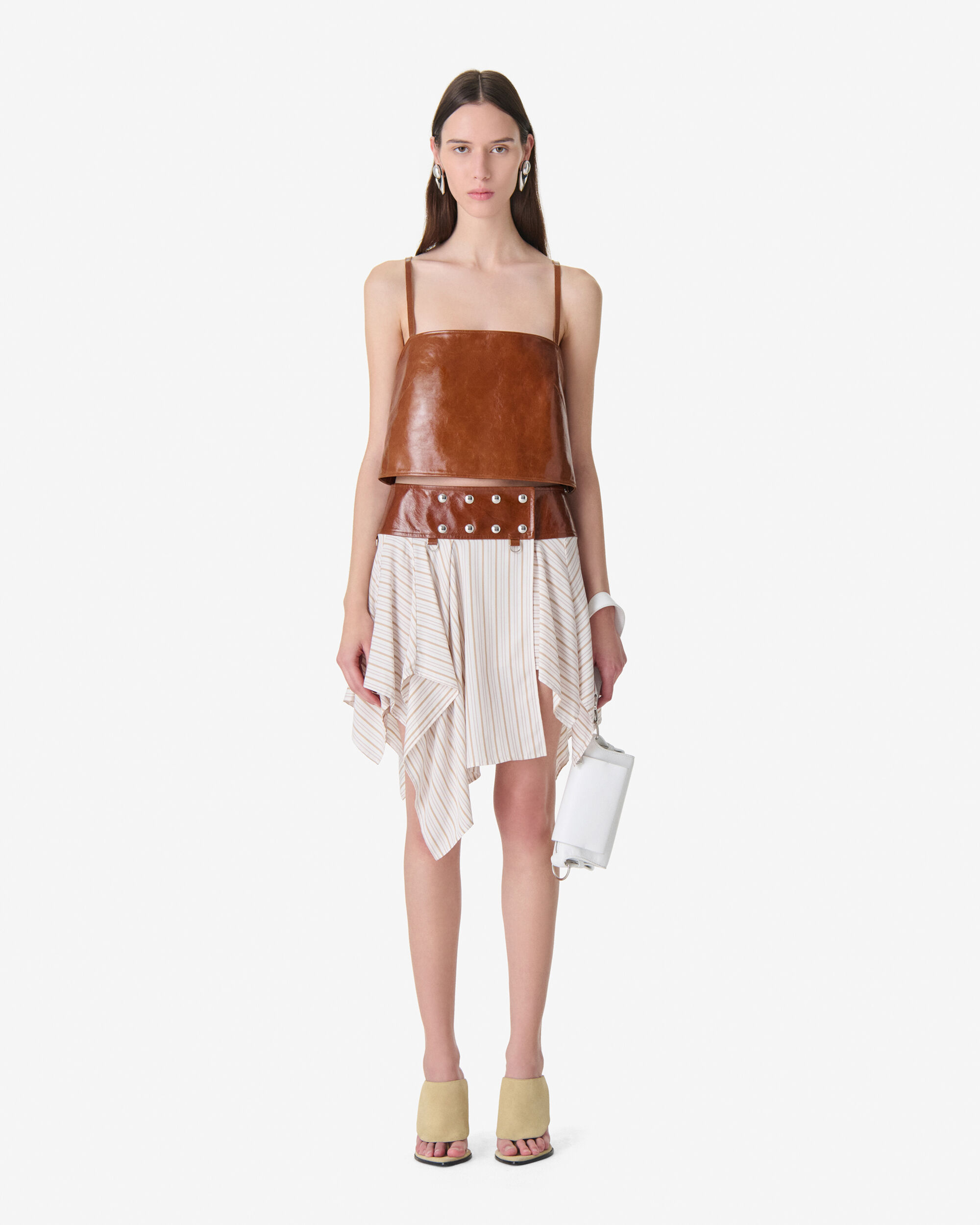 ANDRIA women brown short leather top | IRO