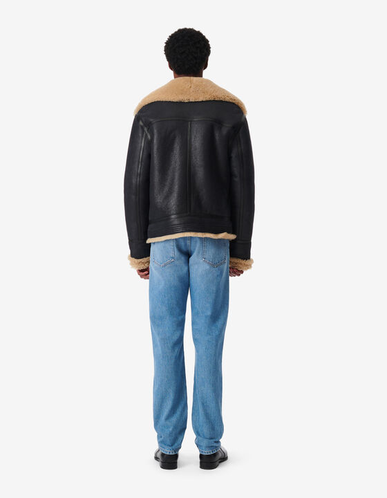 LEATHER STAND-UP COLLAR JACKET