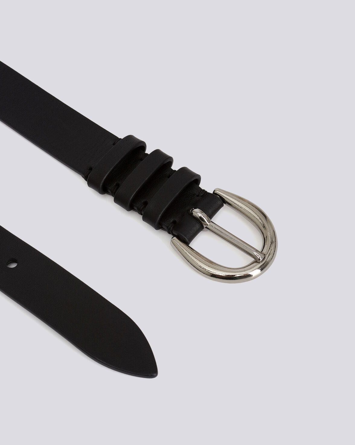 ENZA SILVER BUCKLE LEATHER BELT image number null