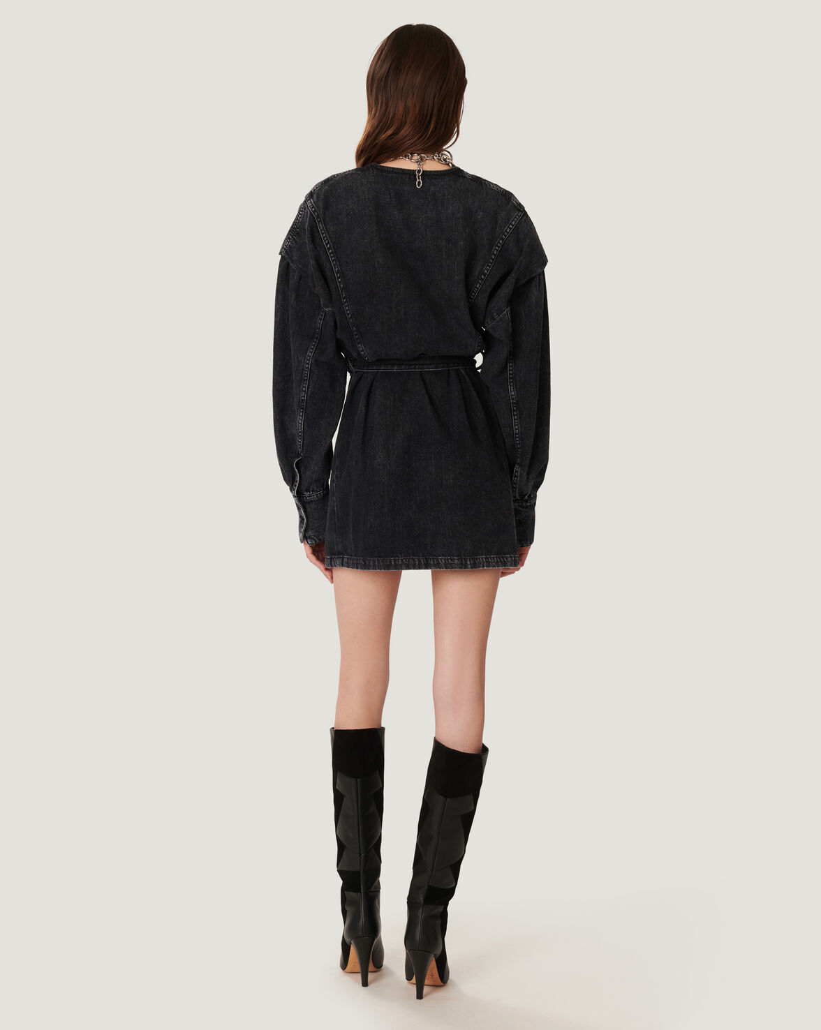 GERLIN BELTED DENIM MINI DRESS  image number null